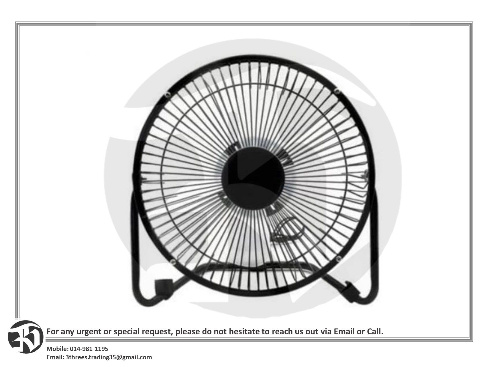 8" Portable USB Wired Fan (Random Colour)