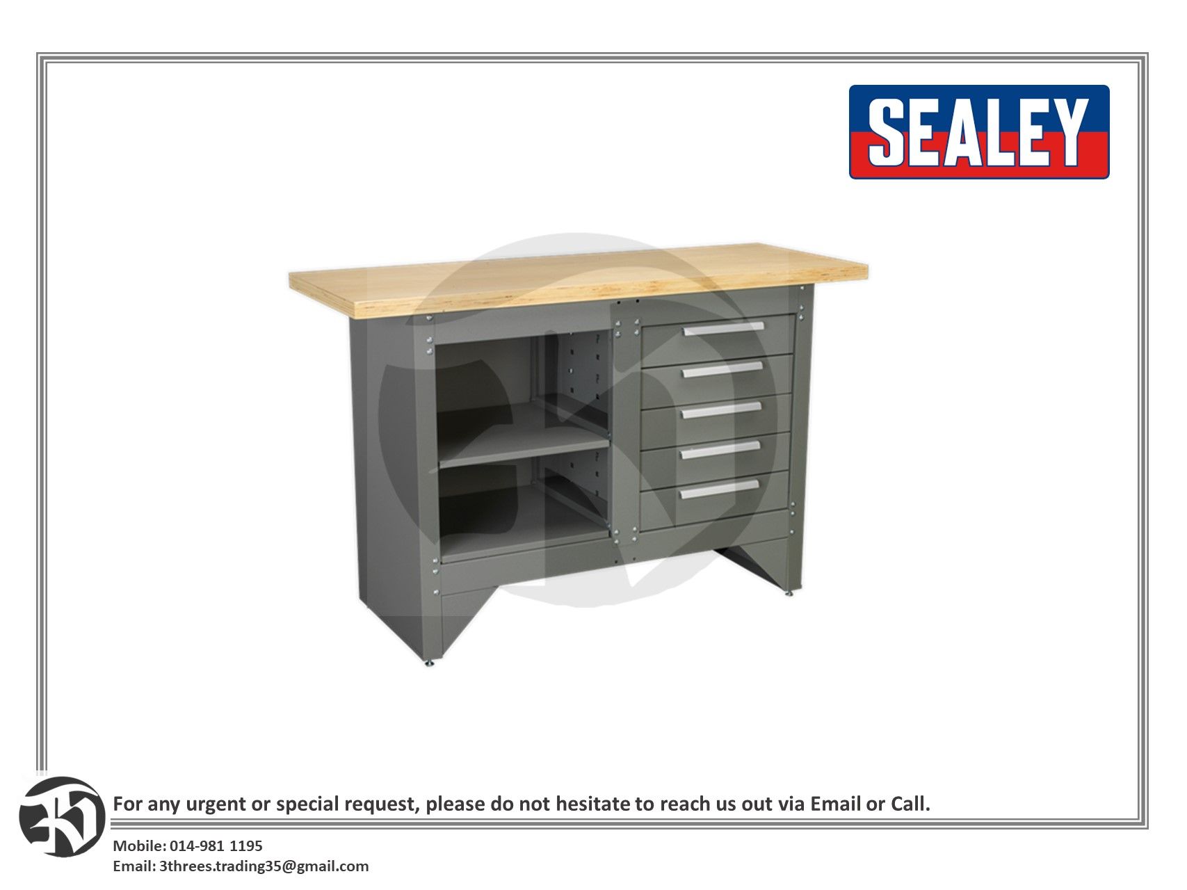 HEAVY DUTY WORKBENCH WITH 5 DRAWER