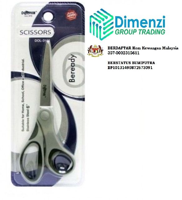 Dolphin DOL-3105 6" Stainless Steel School and Office Scissors / Gunting