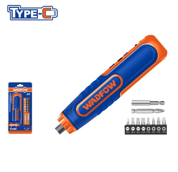 WADFOW WCV4435 TYPE C CORDLESS SCREWDRIVER C/W 10PCS ACCESSORIES