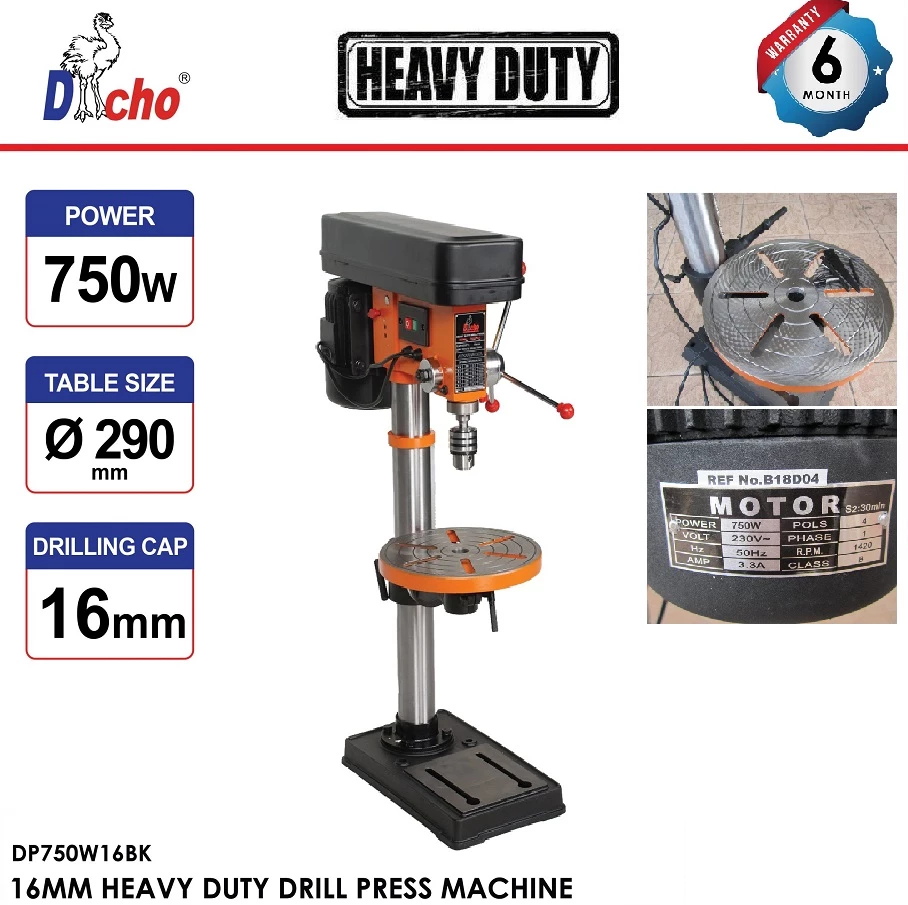 DACHO DP750W16B 16MM 750W Heavy Duty Drill Press Machine
