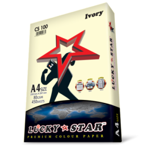 LUCKY STAR COLOUR PAPER A4 80GSM 450 SHEETS-IVORY