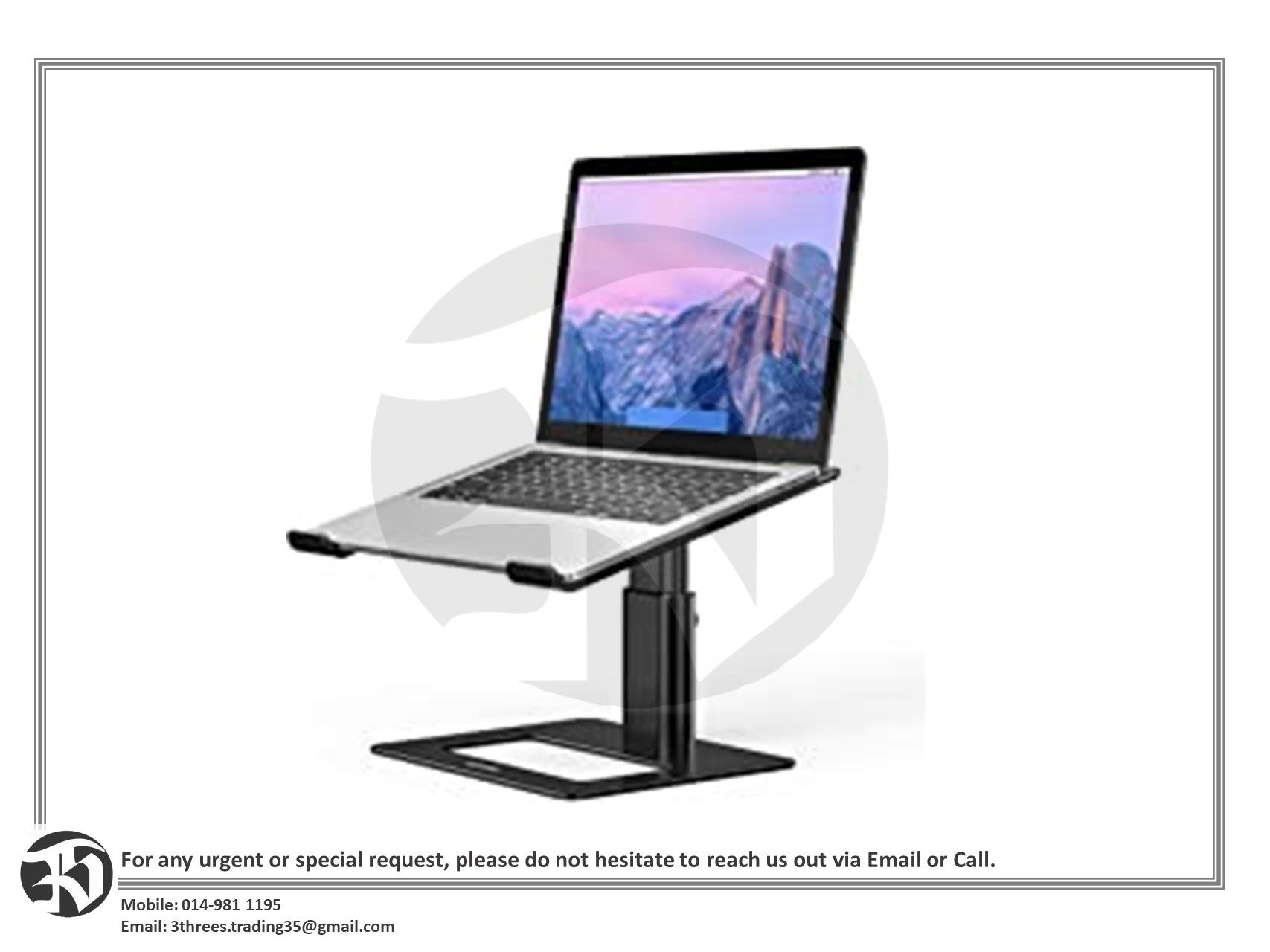 Heavy Duty Aluminum Laptop Stand, Ergonomic Height & Monitor Notebook Stand Holder
