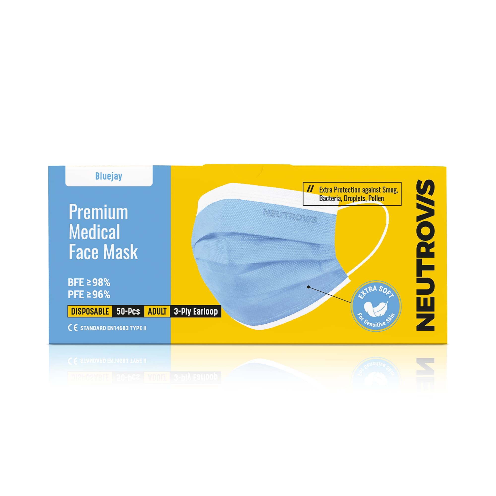 Neutrovis Adult 3ply Medical Face Mask 1Box (50's) 71258 3ply Blue Y-HK-71258-KK