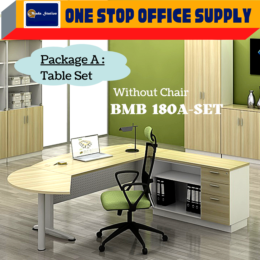 EXECUTIVE TABLE SET (A -BMB 180A) / EXECUTIVE TABLE AND HIGH CABINET SET (B - BMB 180A-SET) / B-SERIES / EXECUTIVE TABLE / EXECUTIVE DESK / OFFICE TABLE / FURNITURE SET / TABLE WITH CABINET / TABLE SET / BOSS TABLE / MODERN TABLE SET