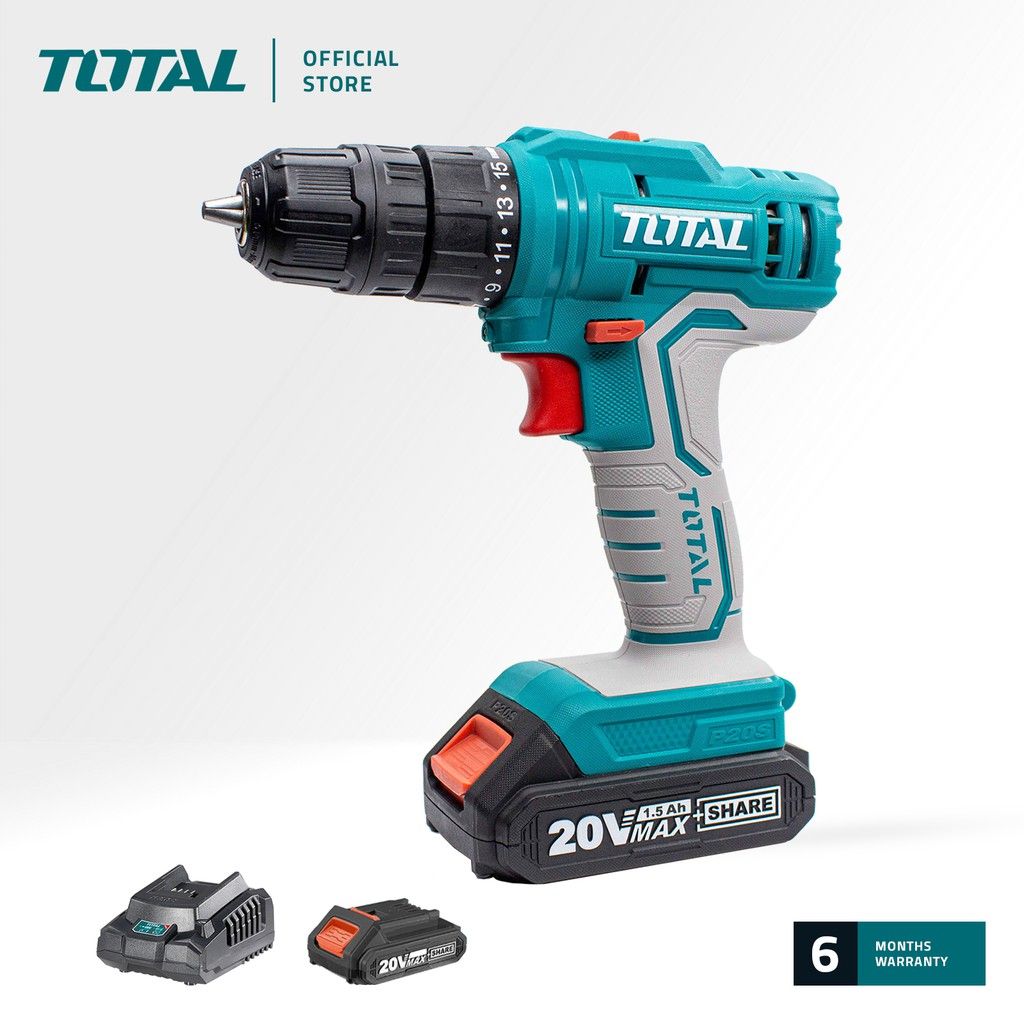 TOTAL TDLI20011 LI-ION CORDLESS DRILL (PACKAGE COMES WITH 1 PC 20V 1.5AH BATTERY 1 PC FAST INTELLIGENT CHARGER)