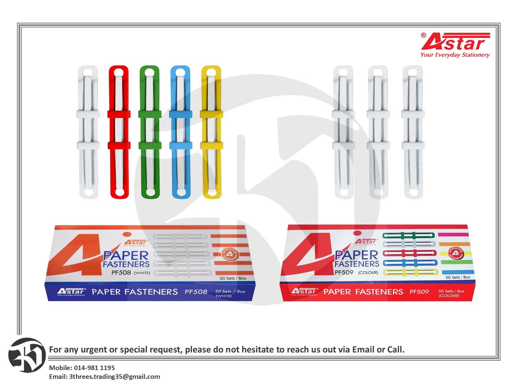 Astar Paper Fasteners (50pcs/Box)