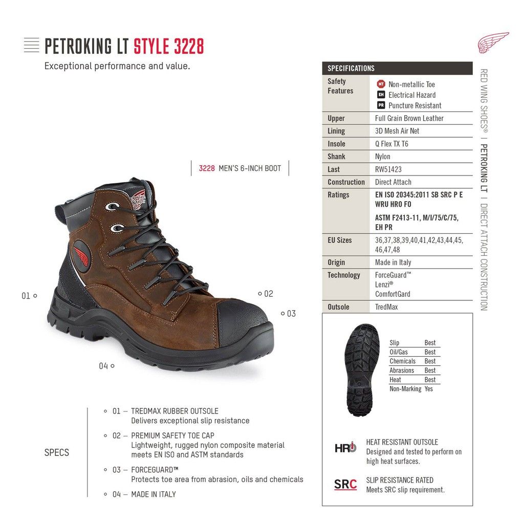 Red Wing 3228 Men’s Petroking LT 6-Inch Safety Boot