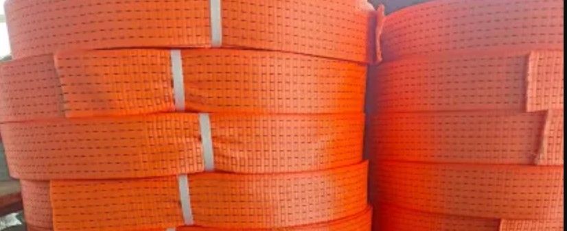 OKM 1" X 100M POLYESTER TIE DOWN BELT BOTH END PLAIN ORANGE COLOR SAFETY