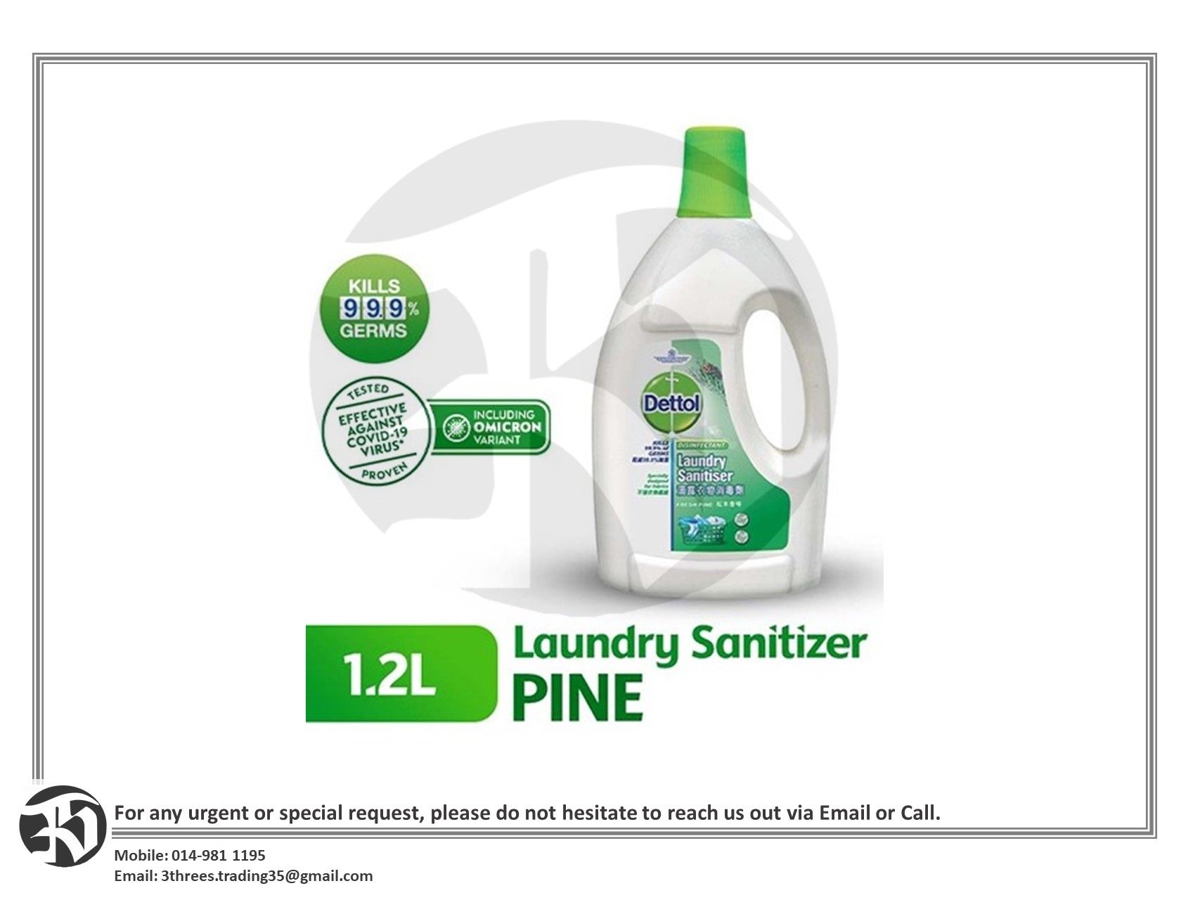 DETTOL Anti Bacterial Laundry Sanitiser Pine 1.2 L