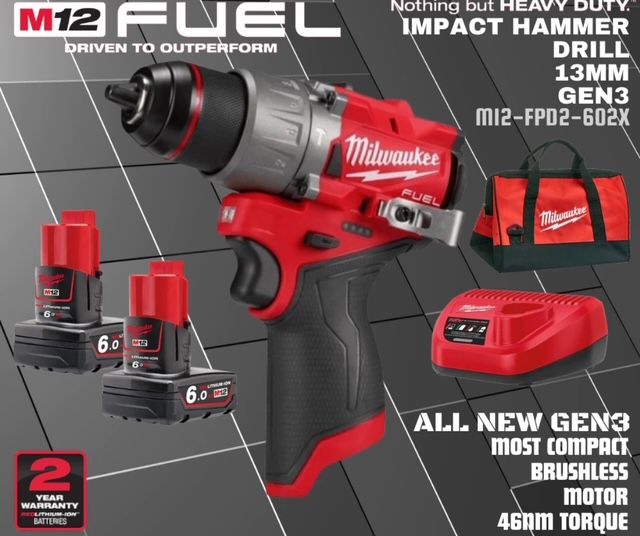 Milwaukee M12 FPD2 Gen 3 Percussion Drill SET