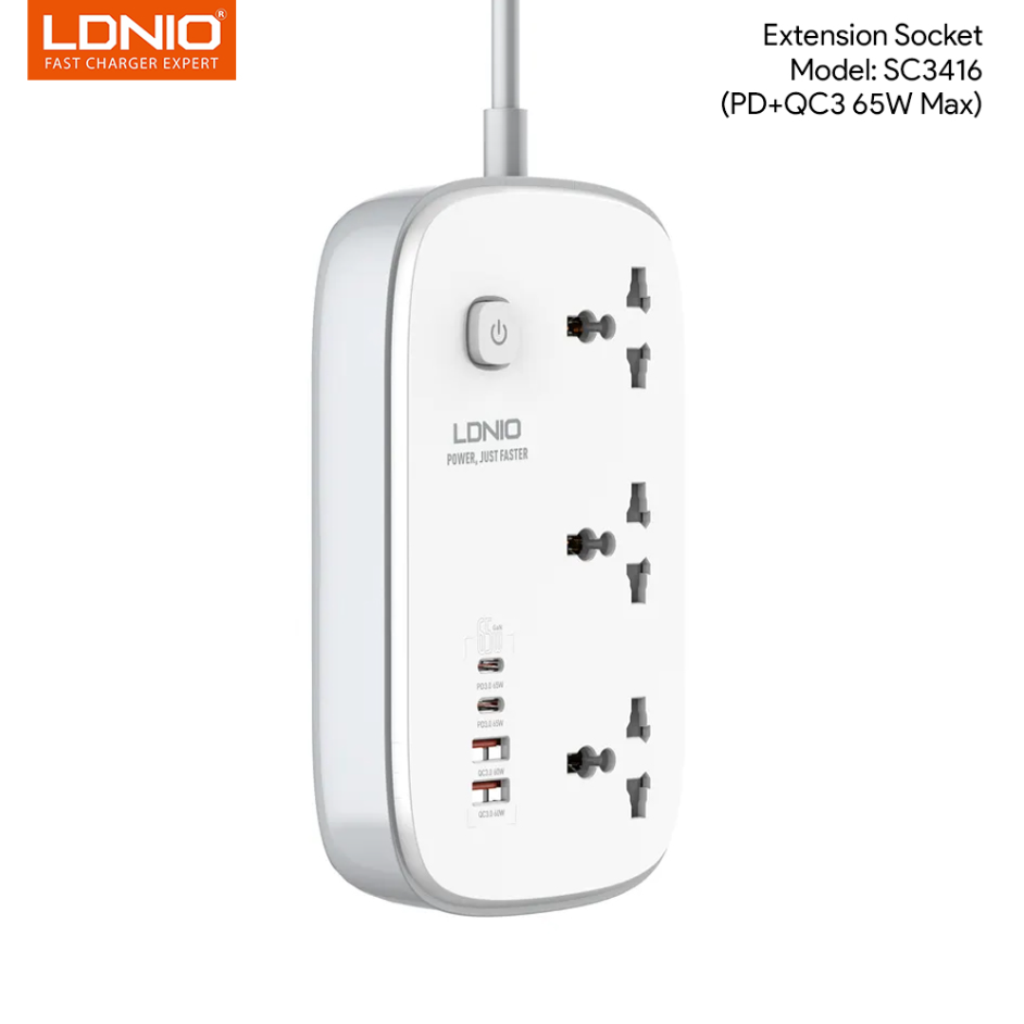 LDNIO TRAILING SOCKET 65W (SC3416)