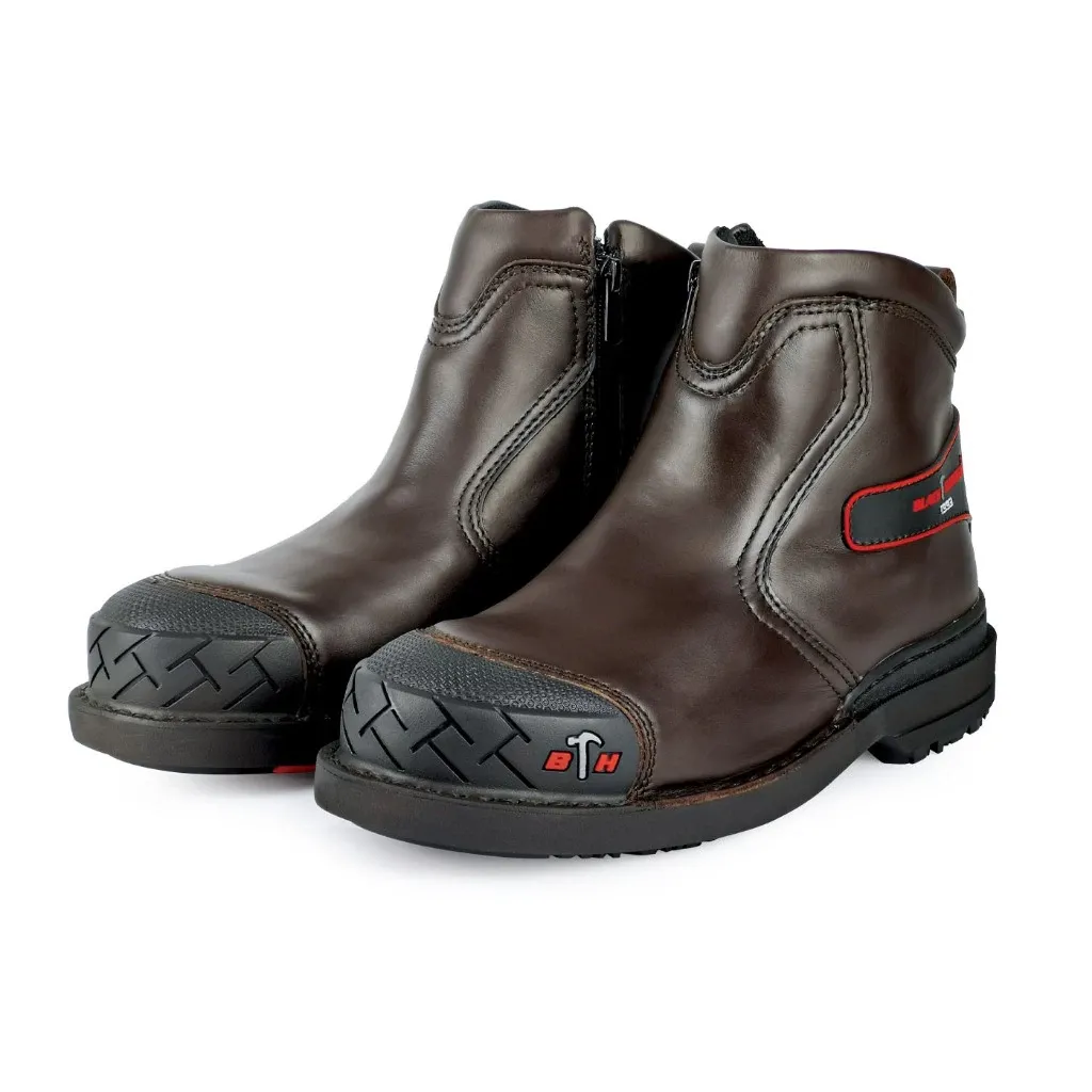 Black Hammer Mid-cut Single Zip & Velcro - Brown