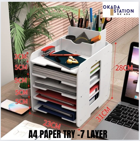 A4 CHEVRON BOARD PVC DOCUMENT TRAY / 5 LAYERS / 7 LAYERS / PAPER TRAY / DOCUMENT RACK / DESKTOP PAPER ORGANIZER / OFFICE STORAGE/ RAK KERTAS