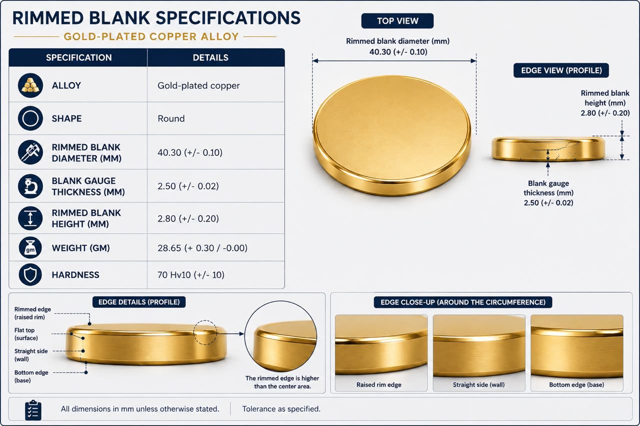 Gold-Plated Copper Rimmed Blank