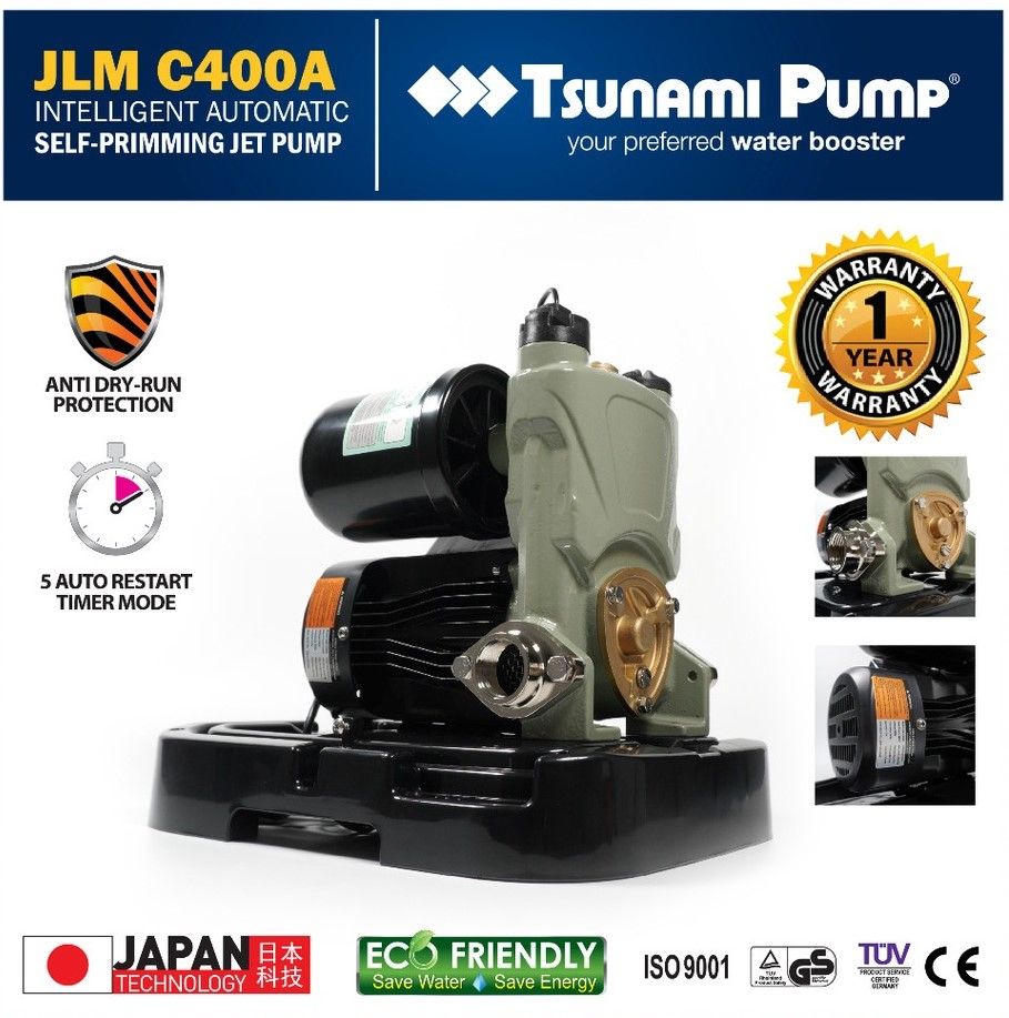 Tsunami Water Pump JLM-C400A Intelligent Automatic Self Priming Pump with Cover