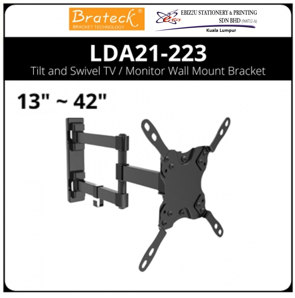 Brateck LDA21-223 13-42 inch Tilt and Swivel TV / Monitor Wall Mount Bracket