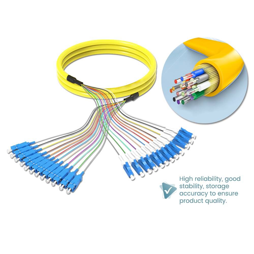 SC-LC 9/125 SINGLEMODE 12 CORE TRUNK FIBER OPTIC PATCH CABLE 5M 10M 15M