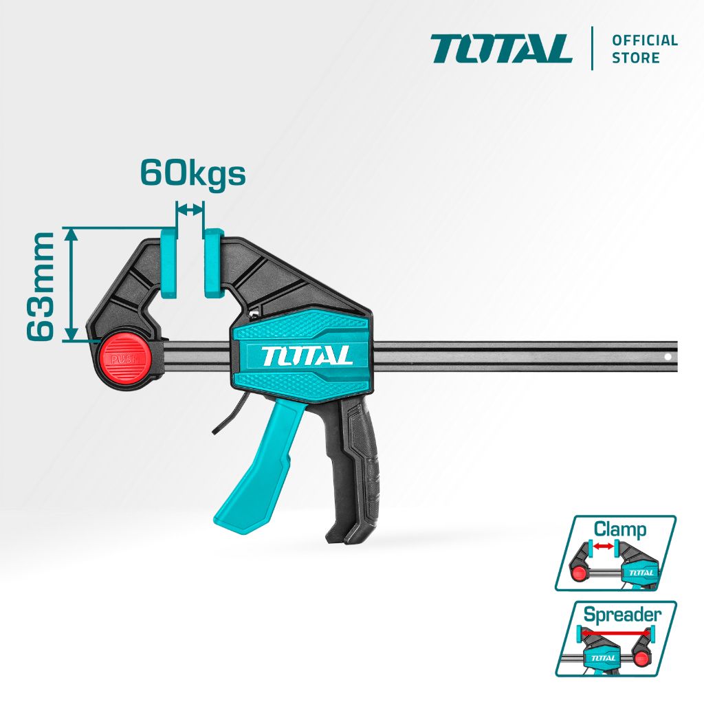 TOTAL QUICK BAR CLAMP & SPREADER AVAILABLE (6"/12"/18"/CLAMP PAD 63MM/MAX FORCE 60KG) THT1340601 / THT1340602 / THT1340603