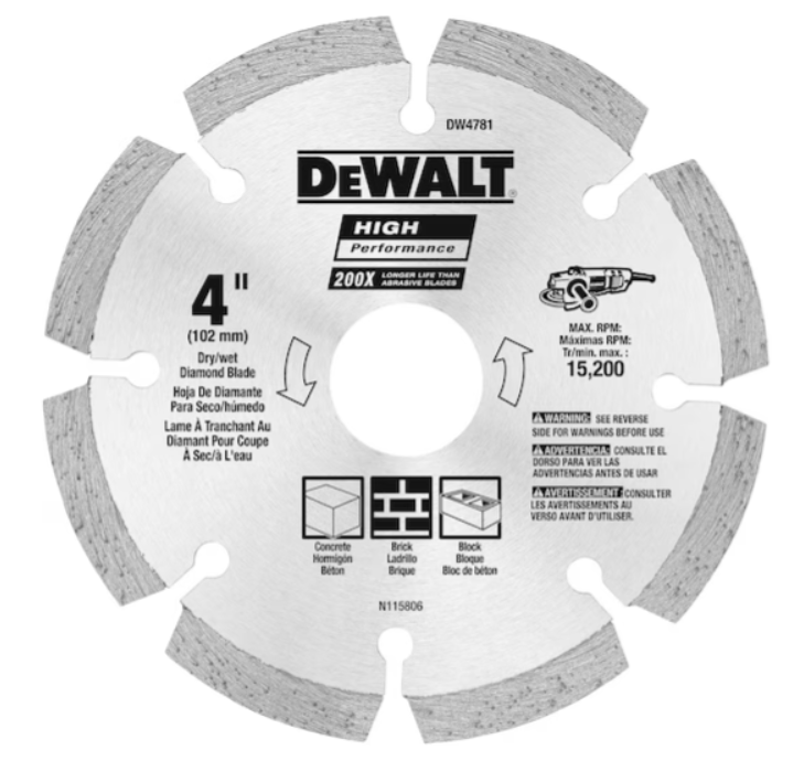 Dewalt 105 x 20mm 7mm hp segmented diamond blad