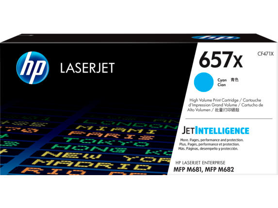 HP 657X High Yield Cyan Original LaserJet Toner Cartridge - 23K