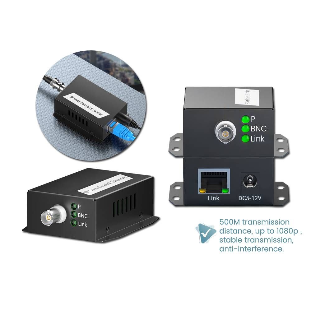 IP NETWORK TO BNC COAXIAL EXTENSION 1080P 500 METERS TRANSMISSION DISTANCE FOR CCTV TRANSMITTER