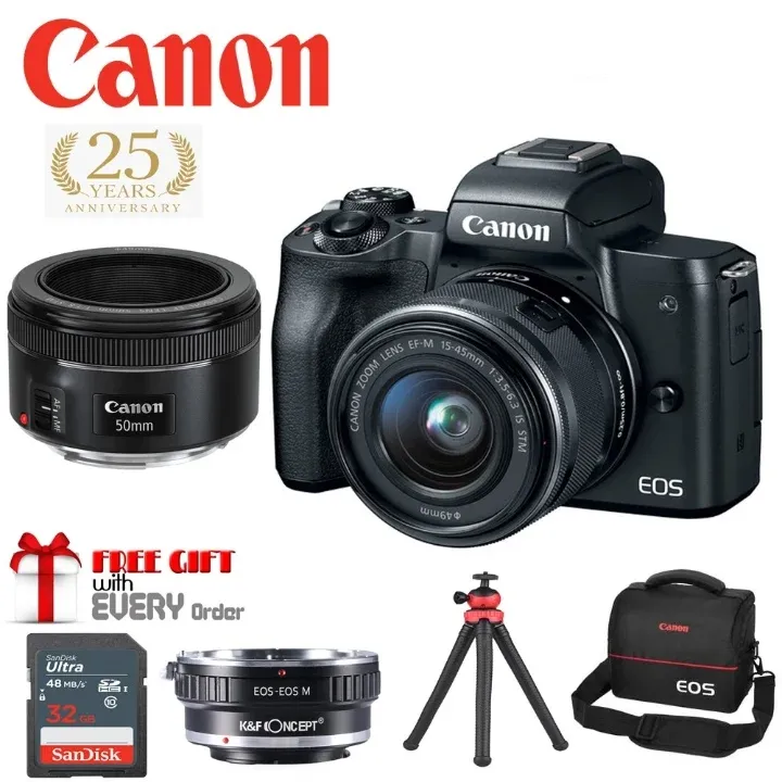 CAMERA CANON EOS M50 MARK II MKII with 15-45mm Kit Lens + Capture Card Live Streaming - Digital