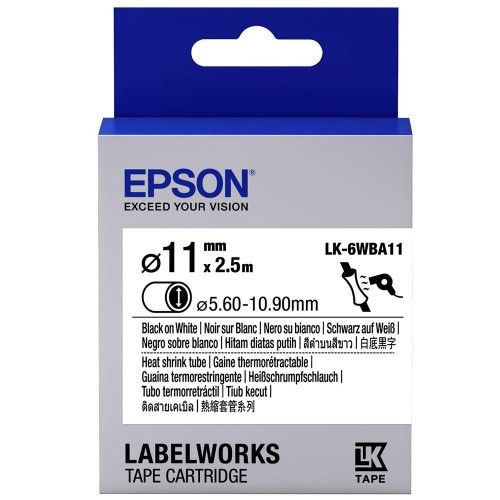 Epson Black on White, Heat Shrink, DIA.1(Item No:EPS LK-6WBA11)
