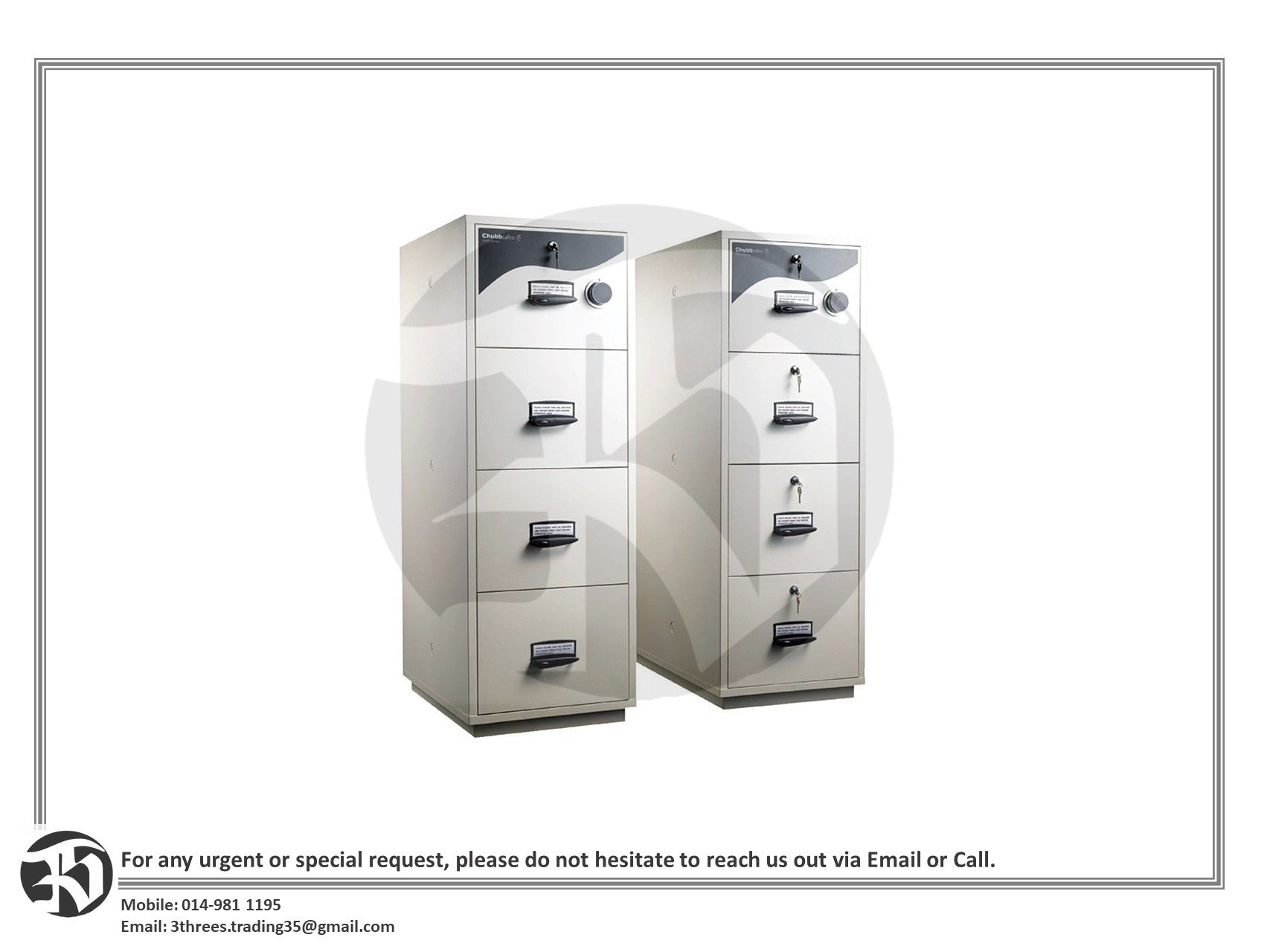 ChubbSafes RPF 5204 – 4 Drawer Central Locking Cabinet (2hrs Fire Resistance)