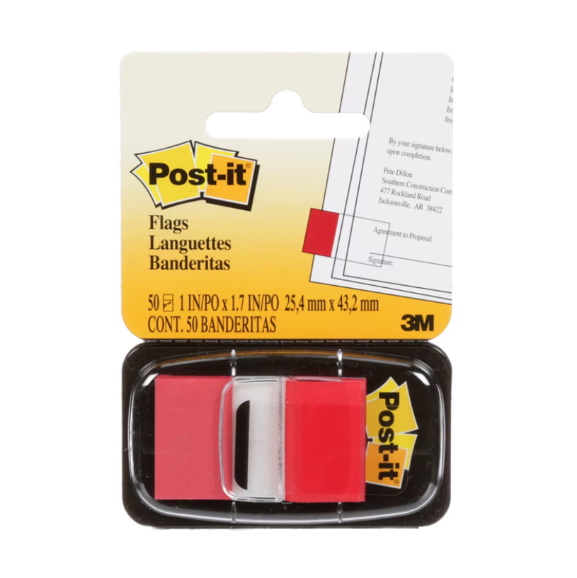3M 680-1 POST-IT STANDARD FLAG 1″ X 1.7″ RED (50 PCS)