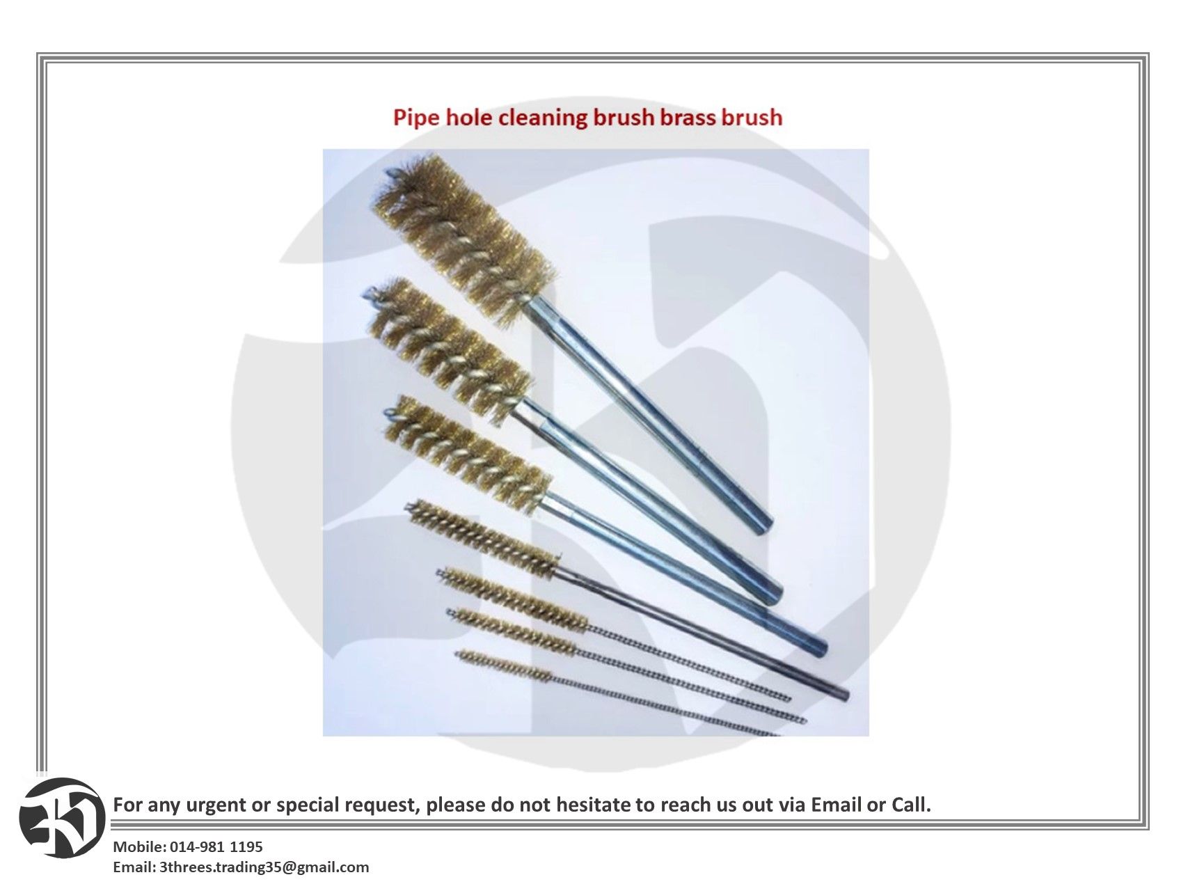 Pipe hole cleaning brush brass brush