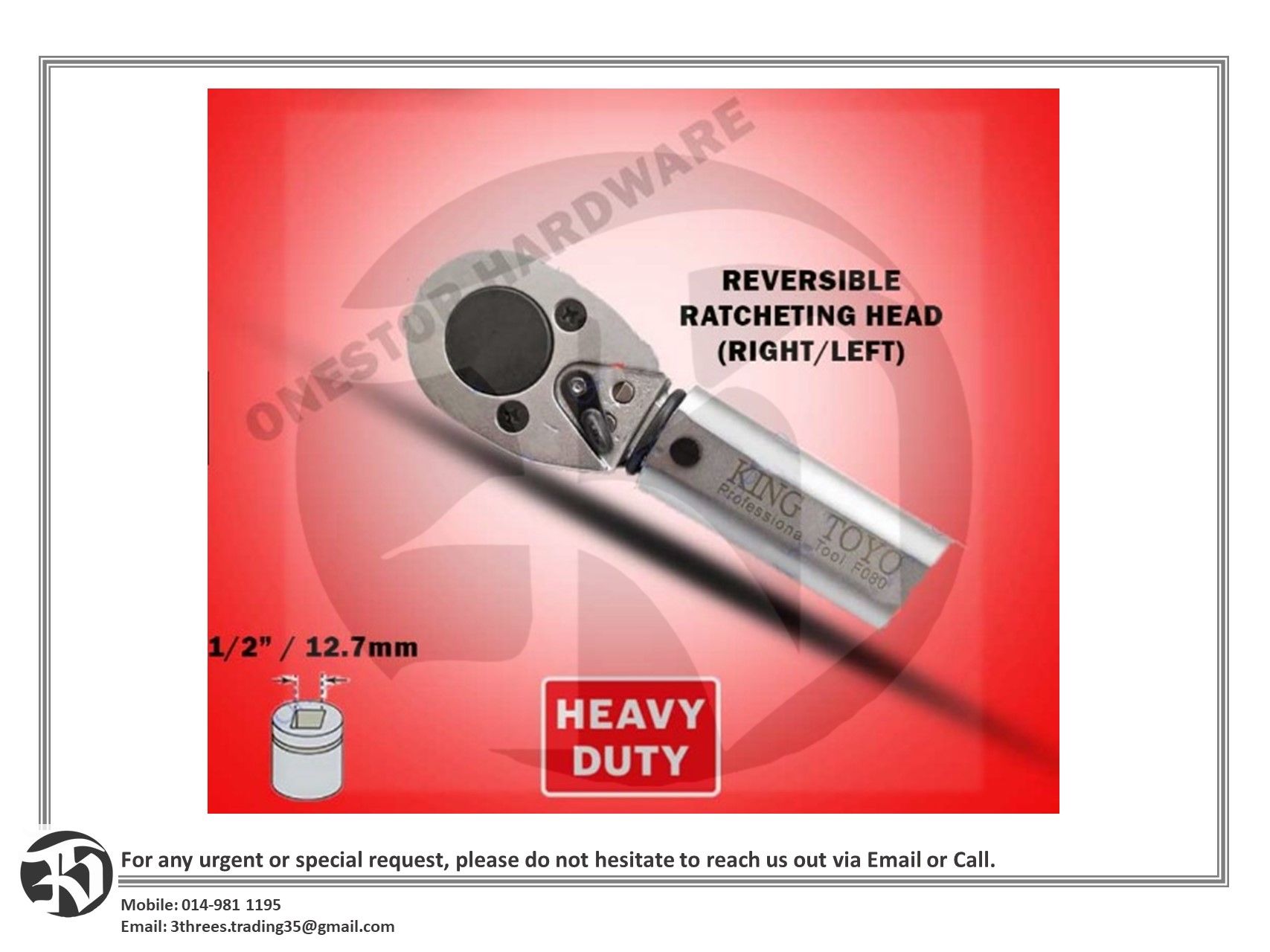 KING TOYO 150FT-LB Micrometer Torque Wrench 1/2" 470MM