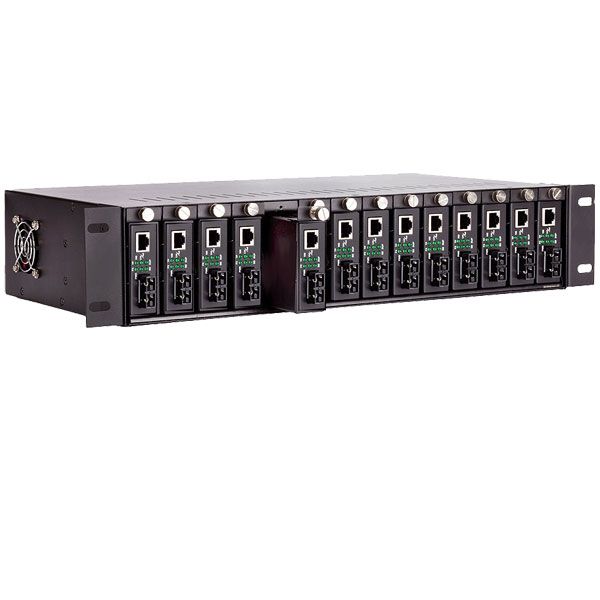 14 Slot Power Supply Casing Fiber Media Converter Rack