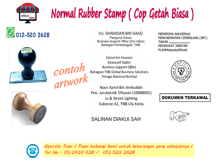 Normal Rubber Stamp Cop - Custom Made / Stamp Chop / Cop Getah Biasa # RP0308 ( KTT : 1 Unit )
