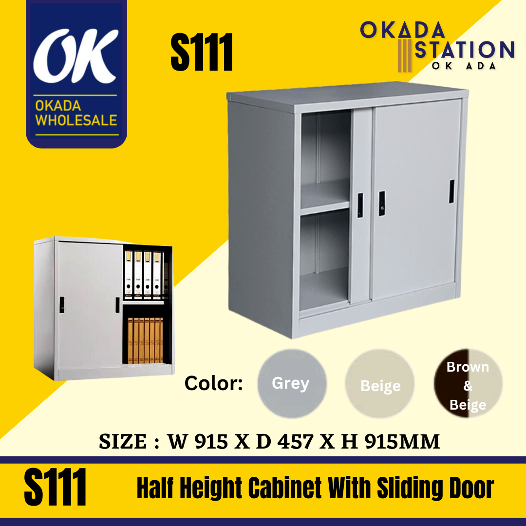 Half Height Cupboard With Steel Sliding Door S111 Half Height Cupboard With Steel Sliding Door (With 1 Adjustable Shelves) / Metal Cabinet / Cabinet / Half Height Cabinet / Half Height Drawer / Steel Cupboard
