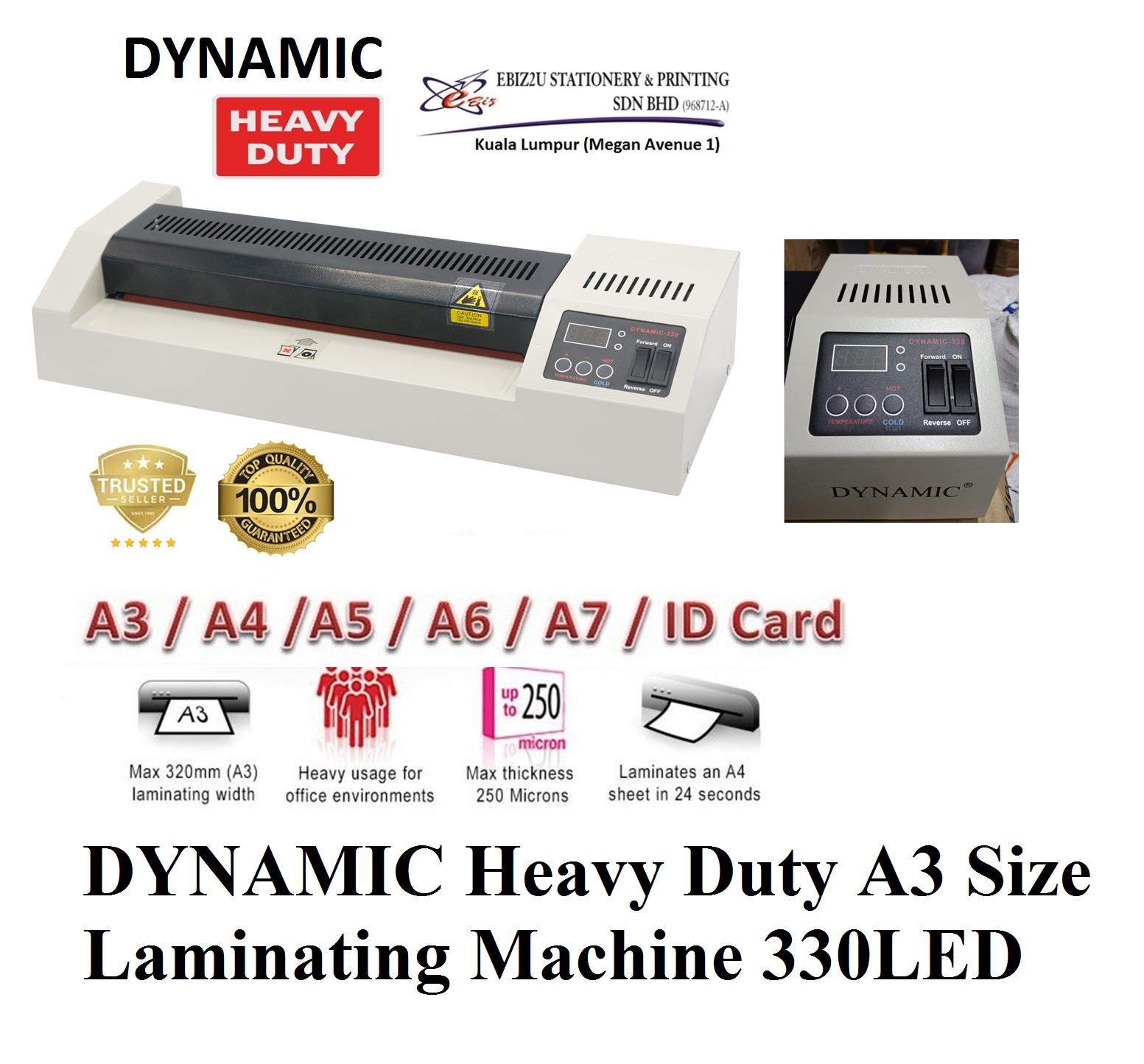 DYNAMIC Heavy Duty A3 Size Laminating Machine 330LED -READY STOCK (House Laminator Machine, A3 Laminator, laminate machine, laminate, Laminator, heavy duty laminator)
