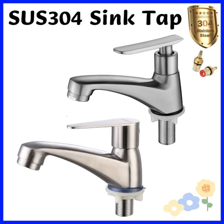 Stainless Steel 304 Sink Tap Basin Tap Bathroom Fauect Kepala Paip Sinki