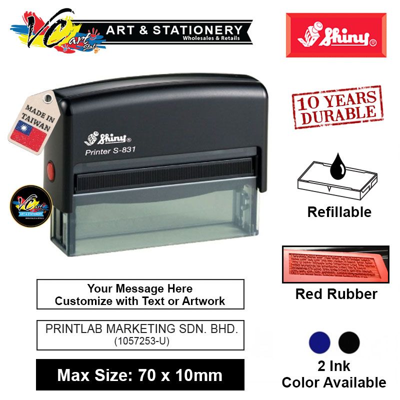 Shiny Self-Inking Stamp Printer S-831 10mm x 70mm