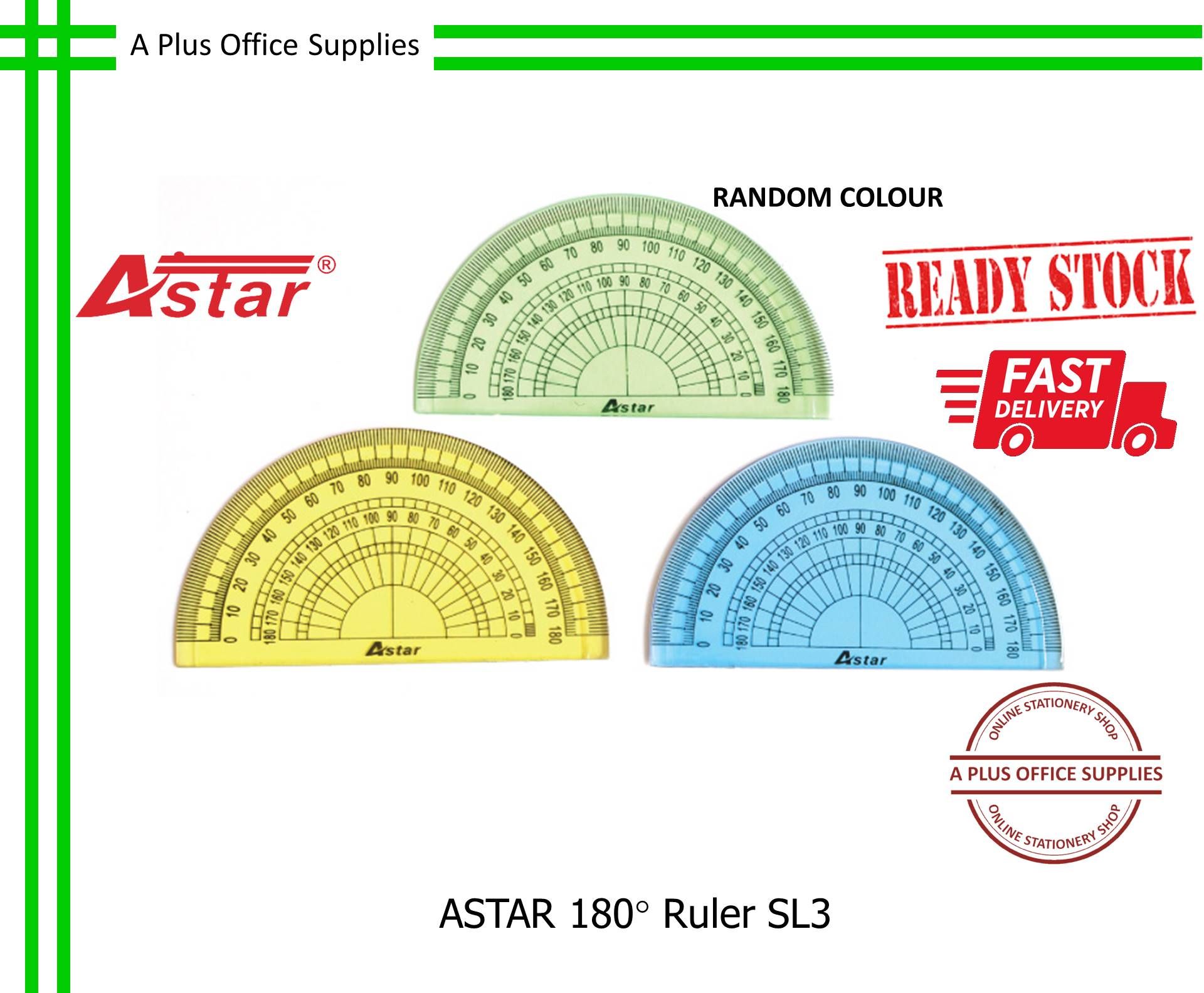 ASTAR 180 Degree Ruler SL3 Protractor / Protraktor