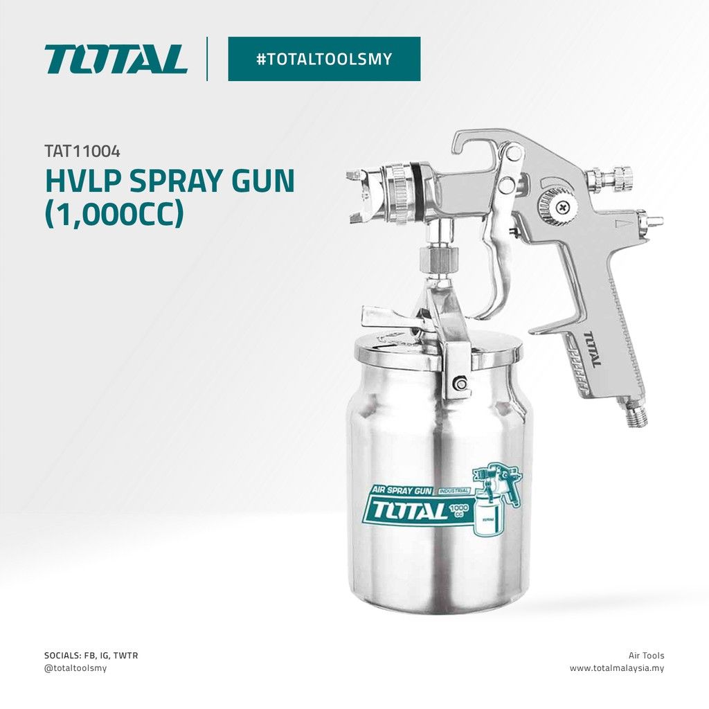 TOTAL TAT11004 HVLP SPRAY GUN (SPRAYING PRESSURE 2.5 - 3.5 BAR)