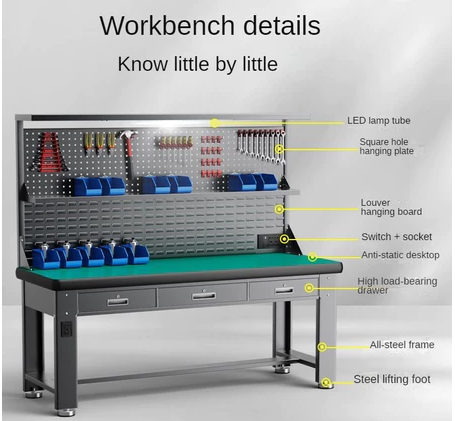 Anti static stainless steel workbench with drawers Workshop bench for Mechanical Workshop