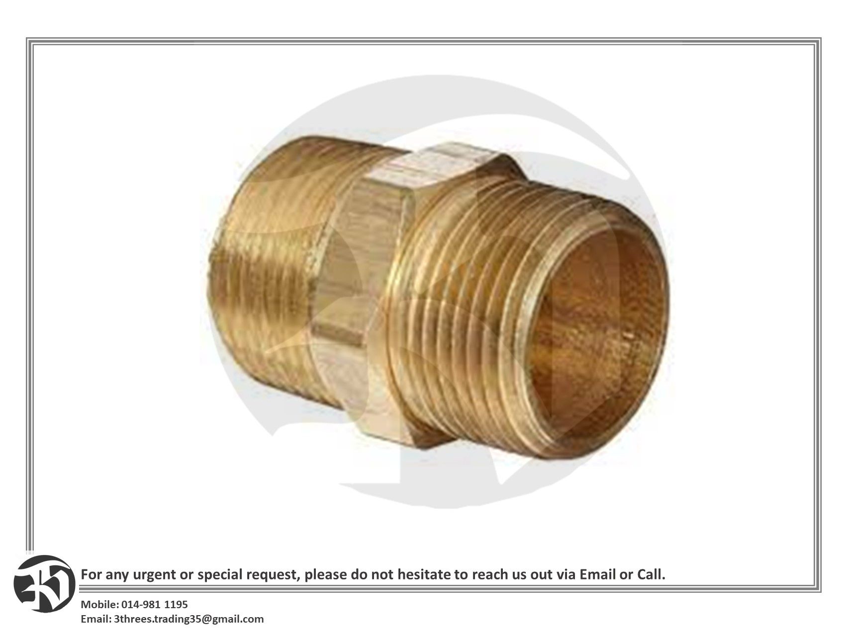 Brass Pipe Fitting Hex Nipple