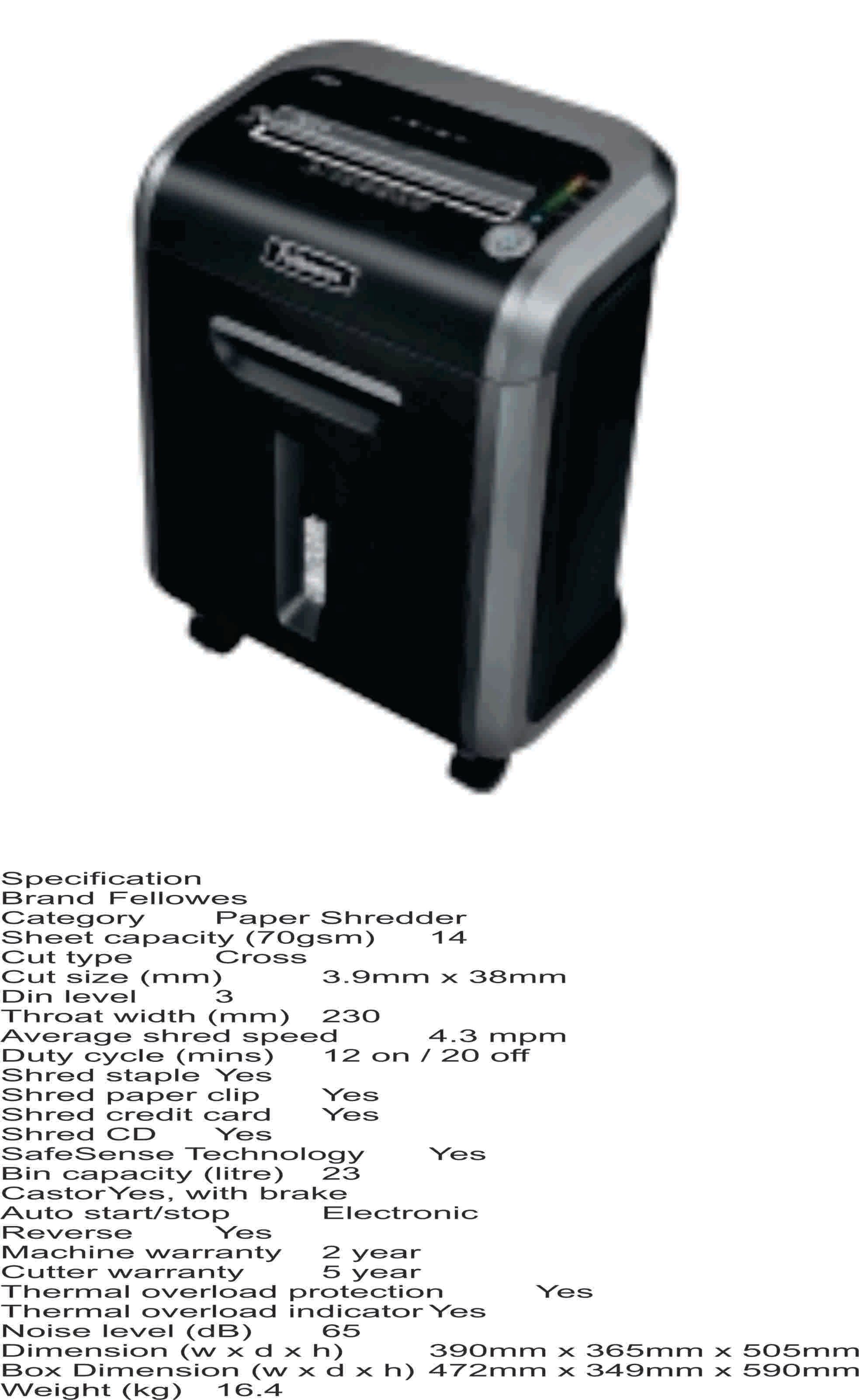 Fellowes 79Ci Cross Cut Paper Shredder- DELIVERY FREE OF CHARGE