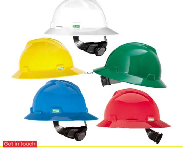MSA V-GARD® POLYETHYLENE SLOTTED FULL BRIM HARD HAT WITH FAS TRAC® RATCHET SUSPENSION / WHITE