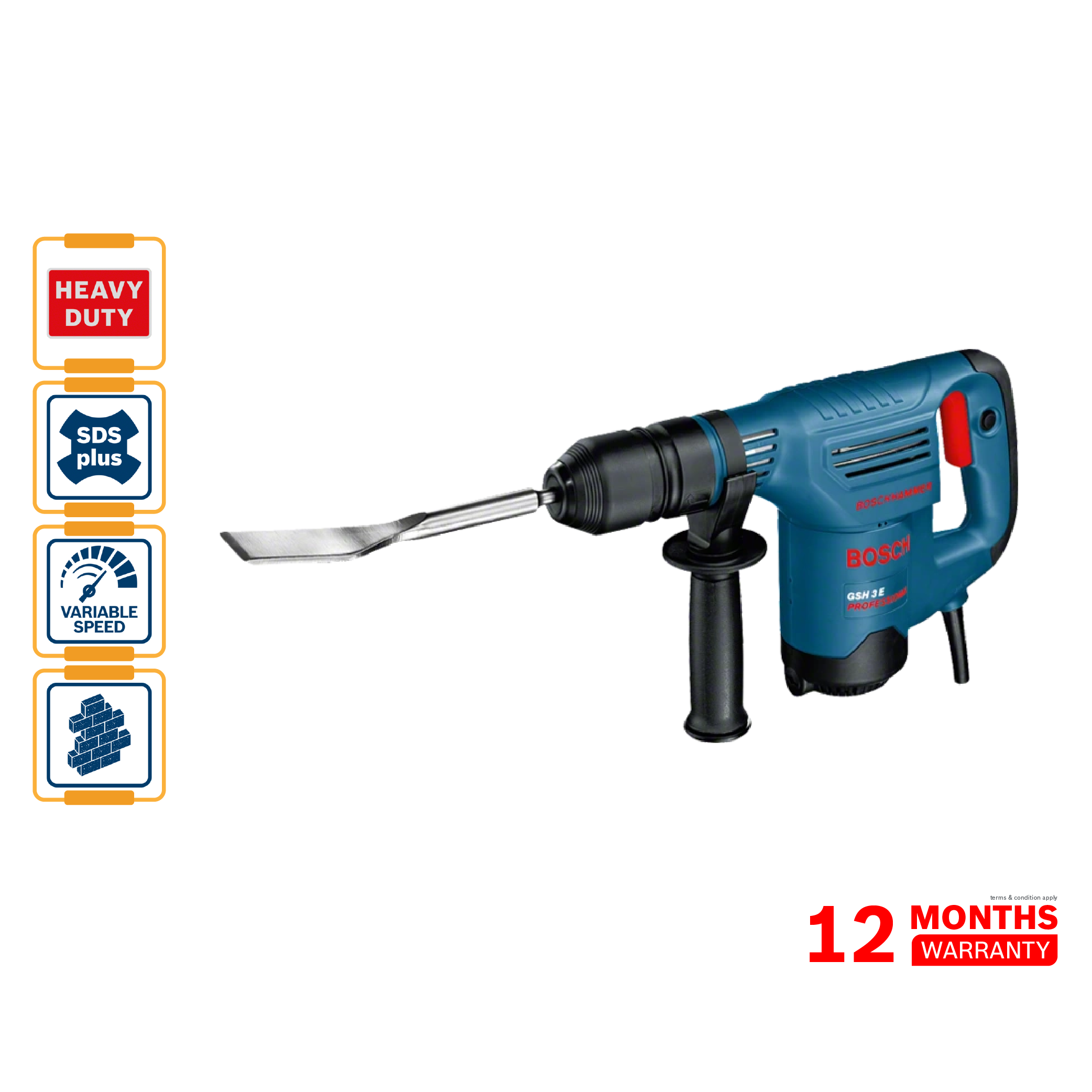 BOSCH GSH 3 E Demolition Hammer (With SDS Plus) - 0611320703