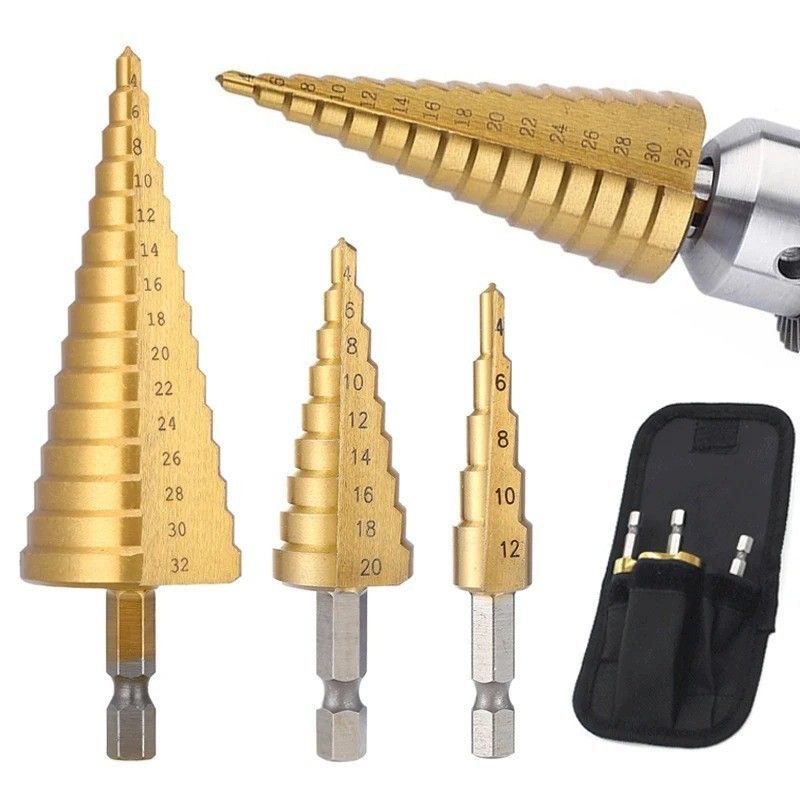 METAL TITANIUM COATED METAL HEX BITS SET 3PC (412/20/32MM) 1/4 INCH