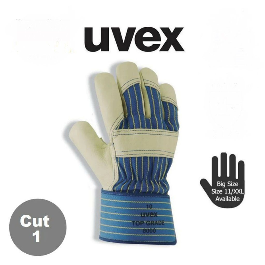 UVEX 60295 TOP Grade 8000 Full Grain Leather Palm Glove Beige 27cm Safety Gloves