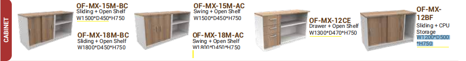OFIS MAXX SERIES OPEN SHELF / SLIDING & SWING DOOR CABINET