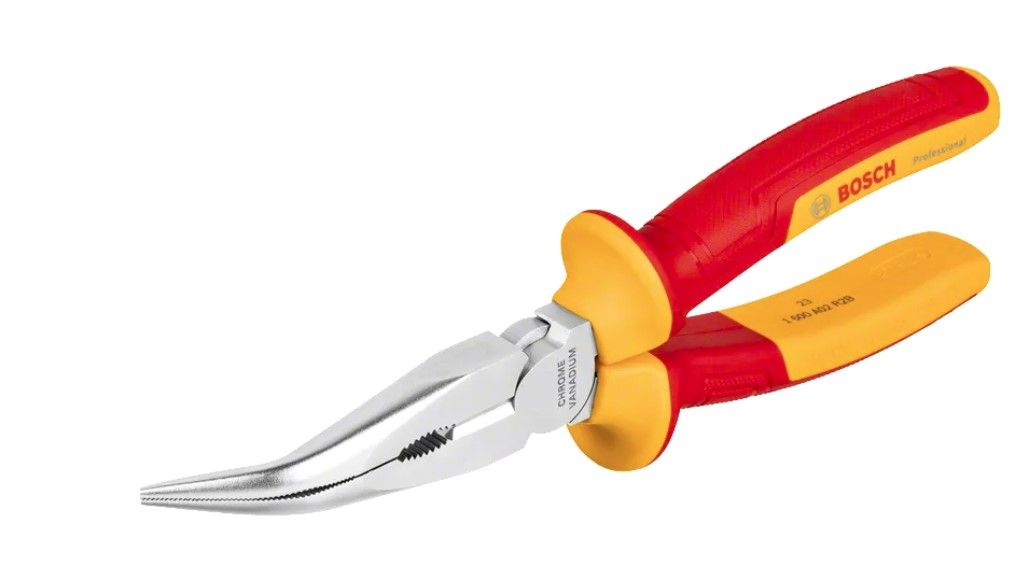 BOSCH VDE LONG NOSE PLIER BENT 40° 200MM PROFESSIONAL PLIER (1600A02NE4)