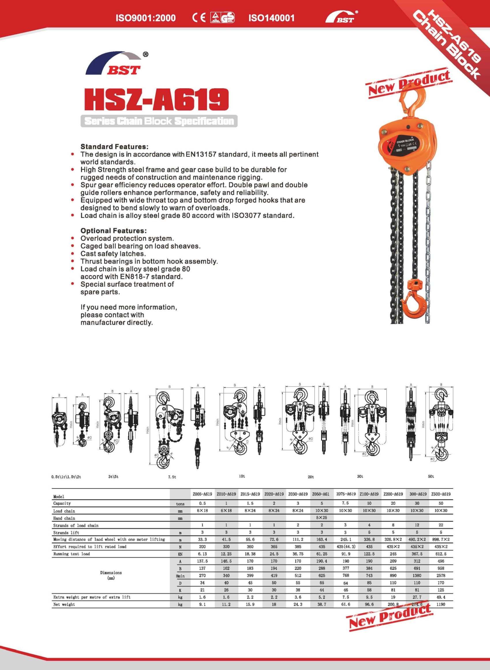*BST CHAIN BLOCK HSZ-A619